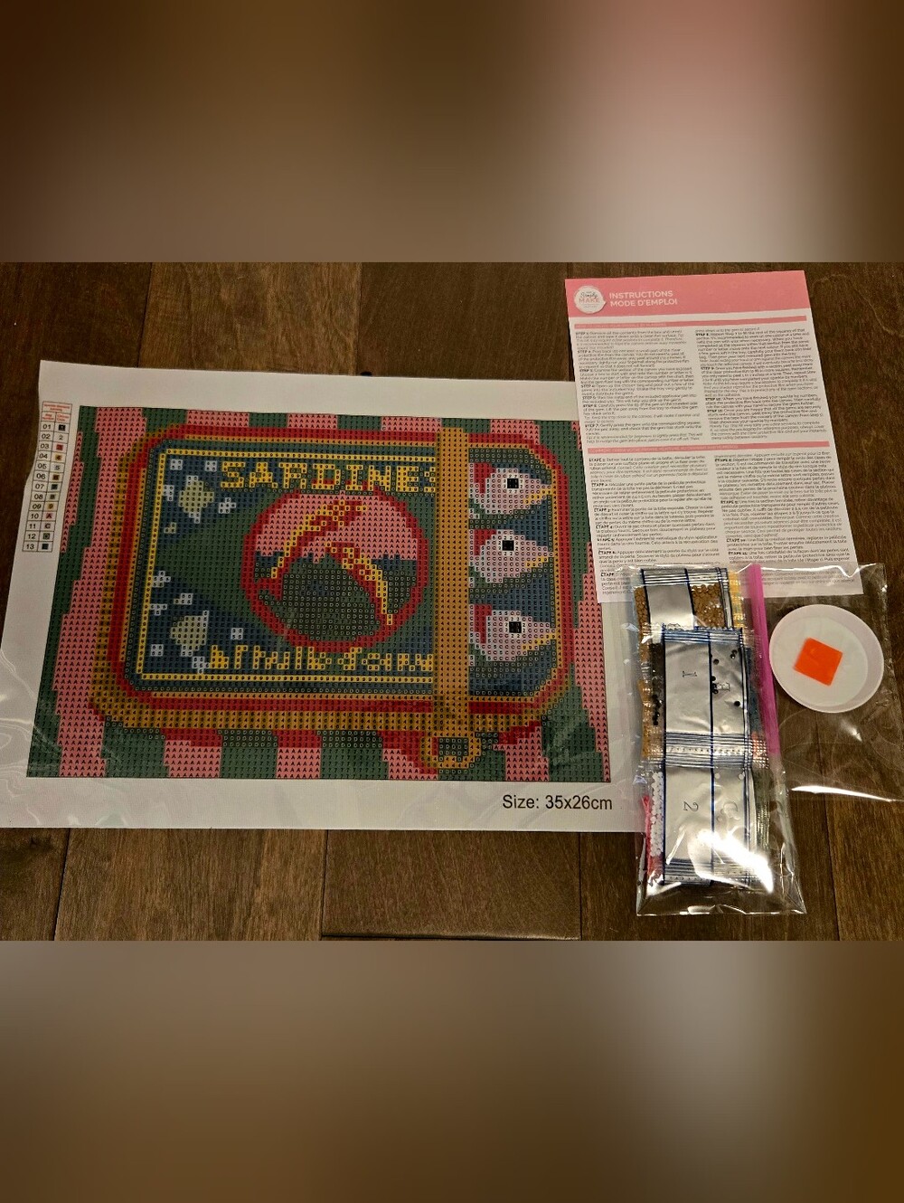 Sardines Diamond Art Kit, Sparkle By Number, Adhesive Canvas, DIY, Diamond Paint - Picture 2 of 4